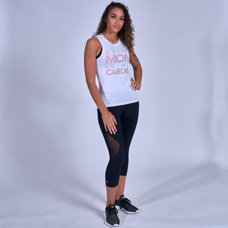 Being Mom Is My Cardio Muscle Tank - White