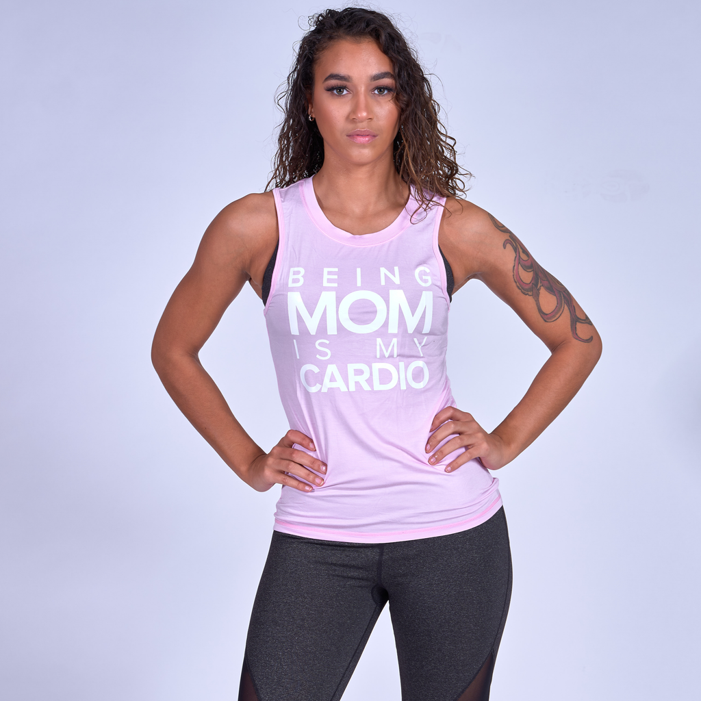 Being Mom Is My Cardio Muscle Tank - Pink