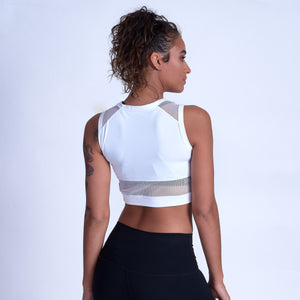 Compliment Mesh Crop Top - White